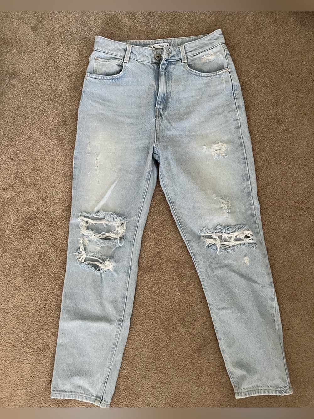 Zara Light Blue Ripped Skinny Jeans